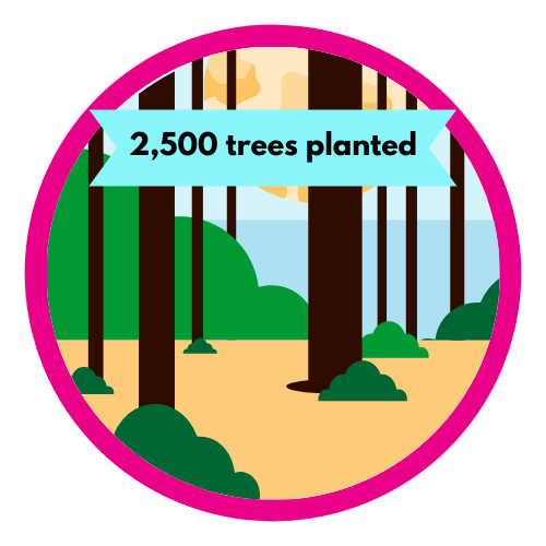 2500 trees planted badge