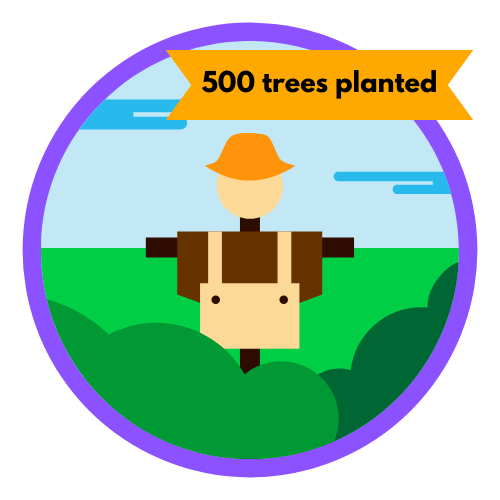 500 trees planted badge