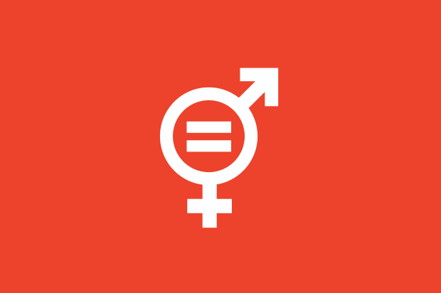 Male and female (Mars and Venus) symbols sharing the circle part, with an equality sign within the circle